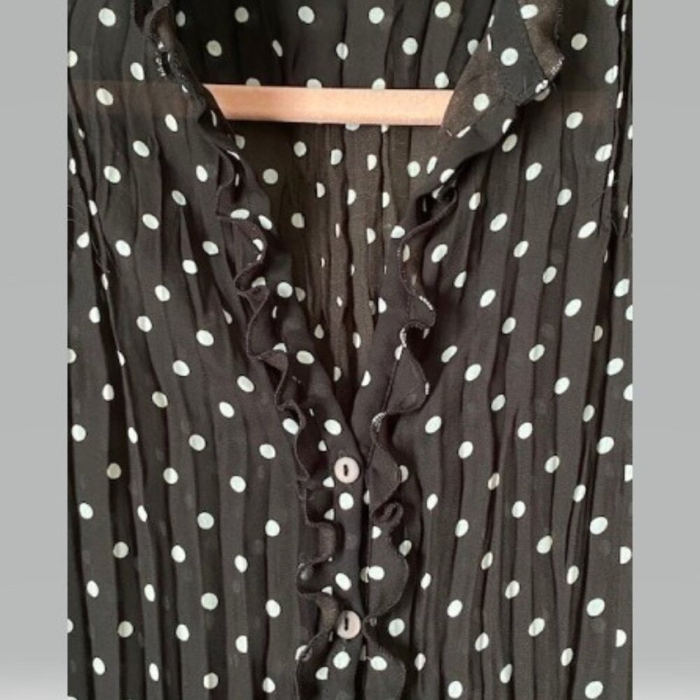 Black-n-White Polka Dot Ruffle Blouse - Picture 2 of 3